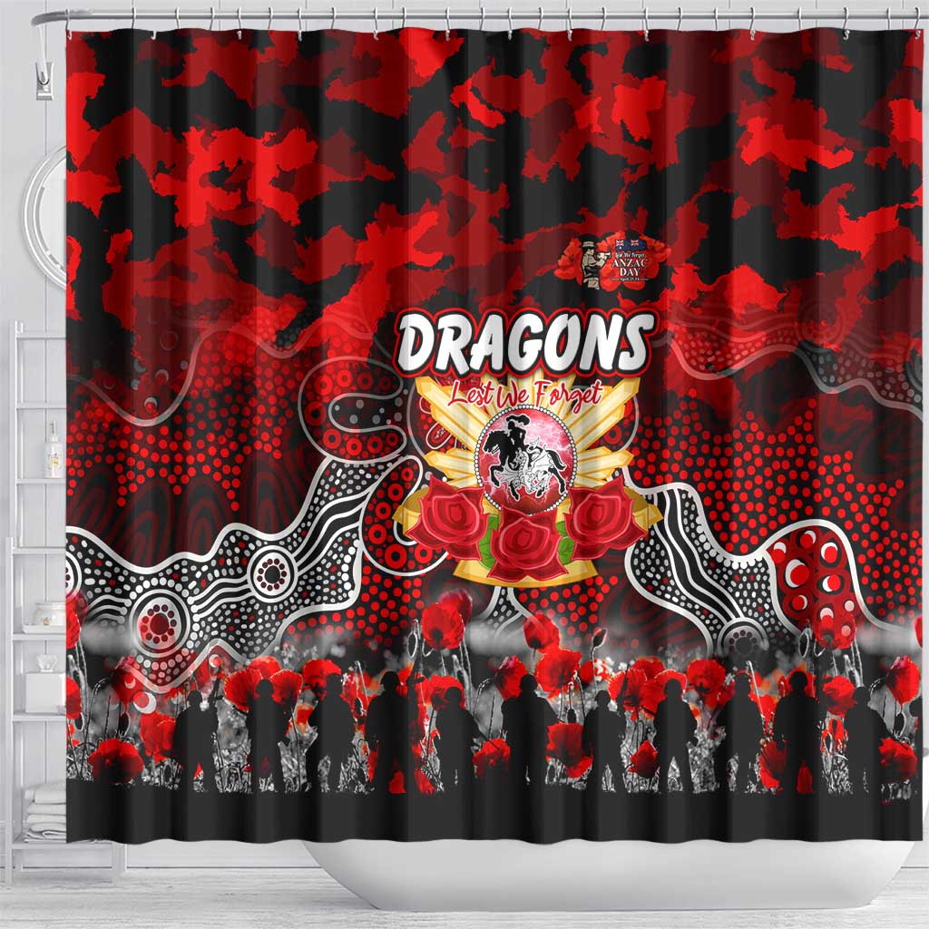 Dragons ANZAC Day Shower Curtain Australian Army - Lest We Forget