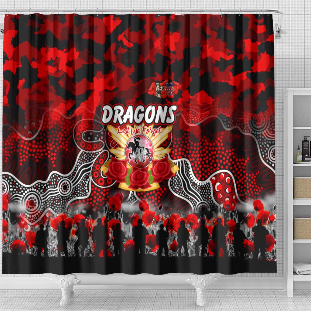 Dragons ANZAC Day Shower Curtain Australian Army - Lest We Forget
