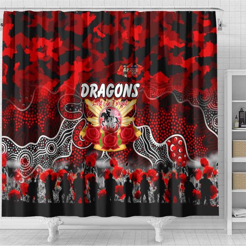 Dragons ANZAC Day Shower Curtain Australian Army - Lest We Forget