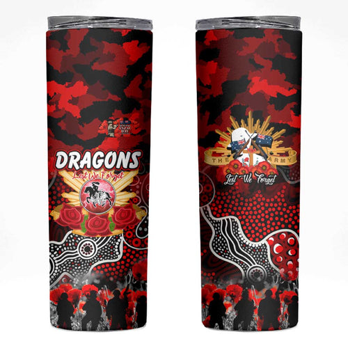 Personalized Dragons ANZAC Day Skinny Tumbler Australian Army - Lest We Forget