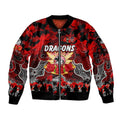 Personalized Dragons ANZAC Day Sleeve Zip Bomber Jacket Australian Army - Lest We Forget