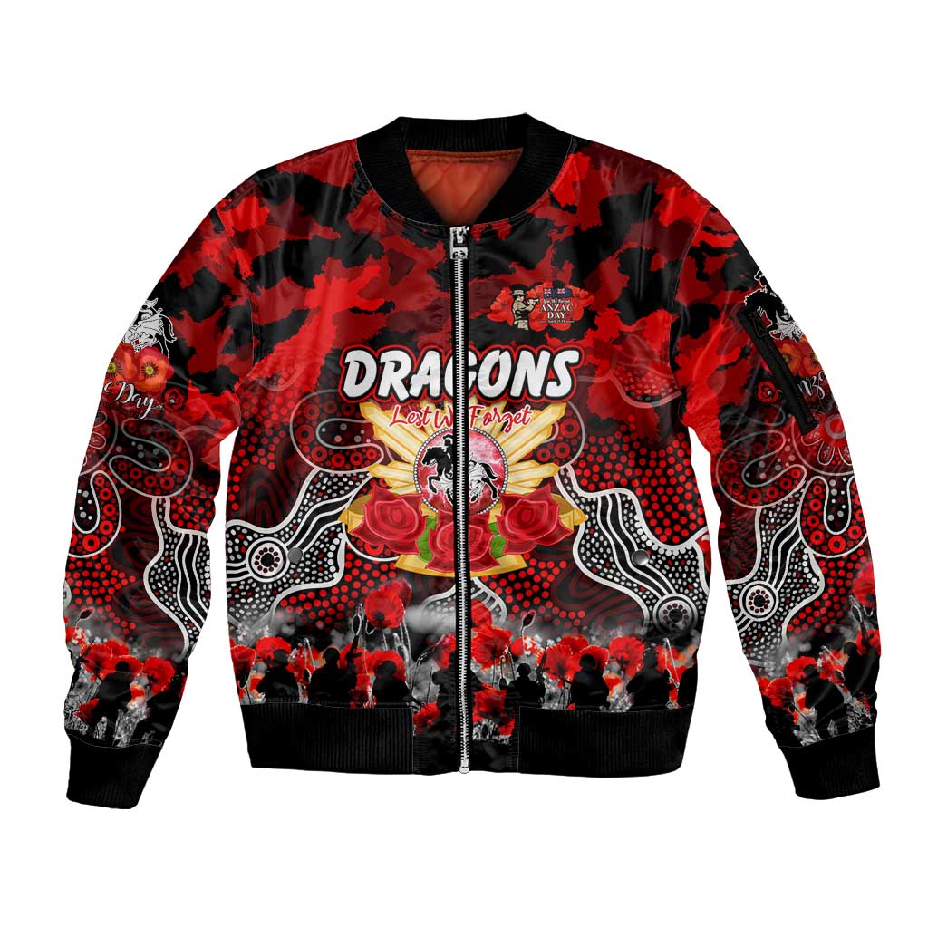 Personalized Dragons ANZAC Day Sleeve Zip Bomber Jacket Australian Army - Lest We Forget