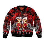 Personalized Dragons ANZAC Day Sleeve Zip Bomber Jacket Australian Army - Lest We Forget