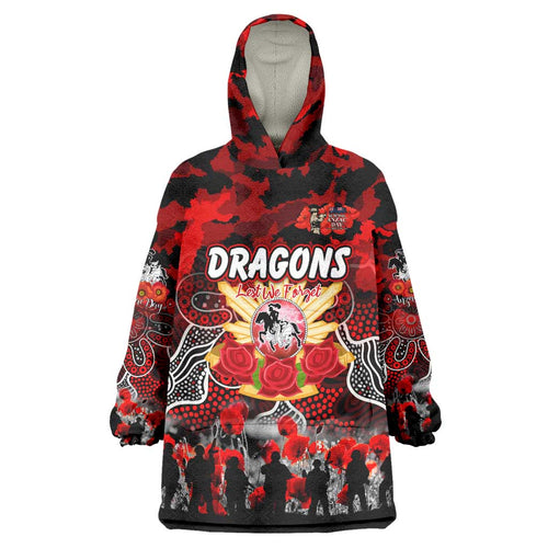 Personalized Dragons ANZAC Day Wearable Blanket Hoodie Australian Army - Lest We Forget