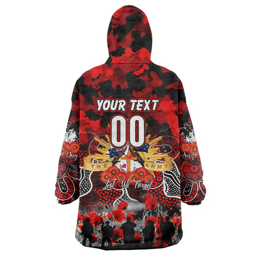 Personalized Dragons ANZAC Day Wearable Blanket Hoodie Australian Army - Lest We Forget