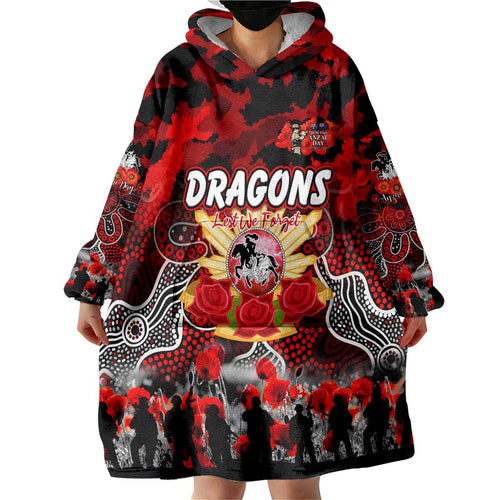 Personalized Dragons ANZAC Day Wearable Blanket Hoodie Australian Army - Lest We Forget