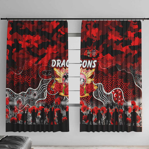 Dragons ANZAC Day Window Curtain Australian Army - Lest We Forget
