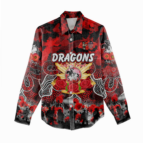 Personalized Dragons ANZAC Day Women Casual Shirt Australian Army - Lest We Forget