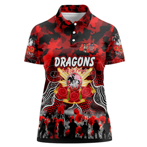 Personalized Dragons ANZAC Day Women Polo Shirt Australian Army - Lest We Forget