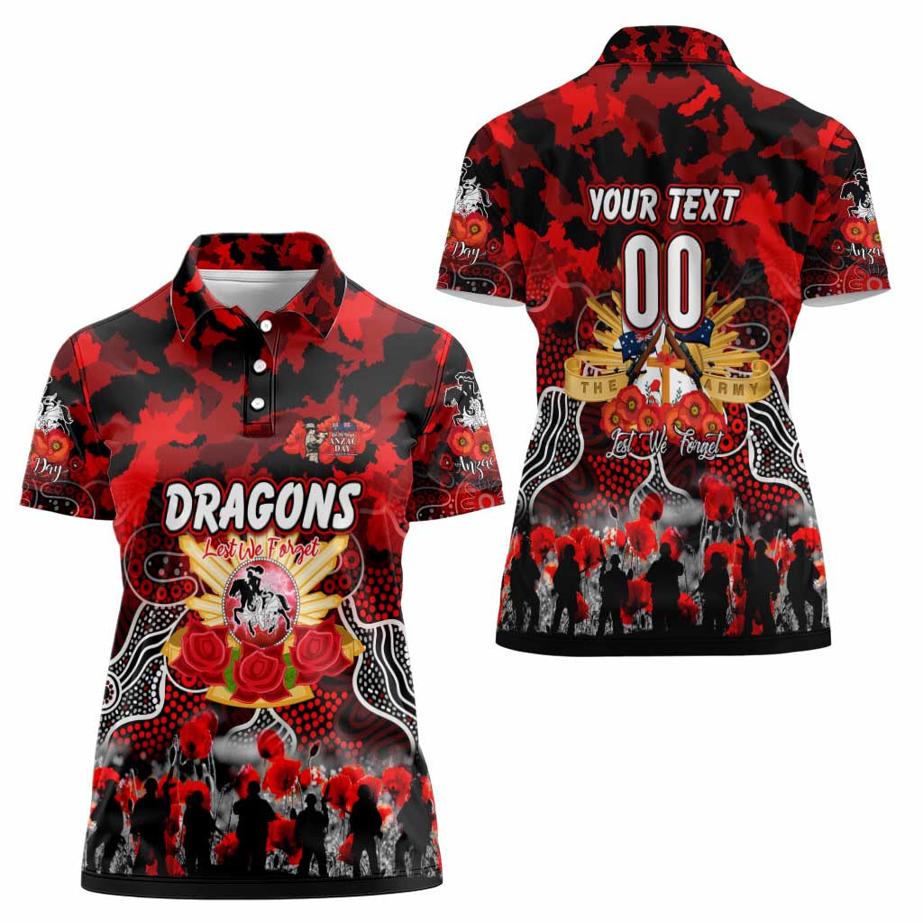 Personalized Dragons ANZAC Day Women Polo Shirt Australian Army - Lest We Forget