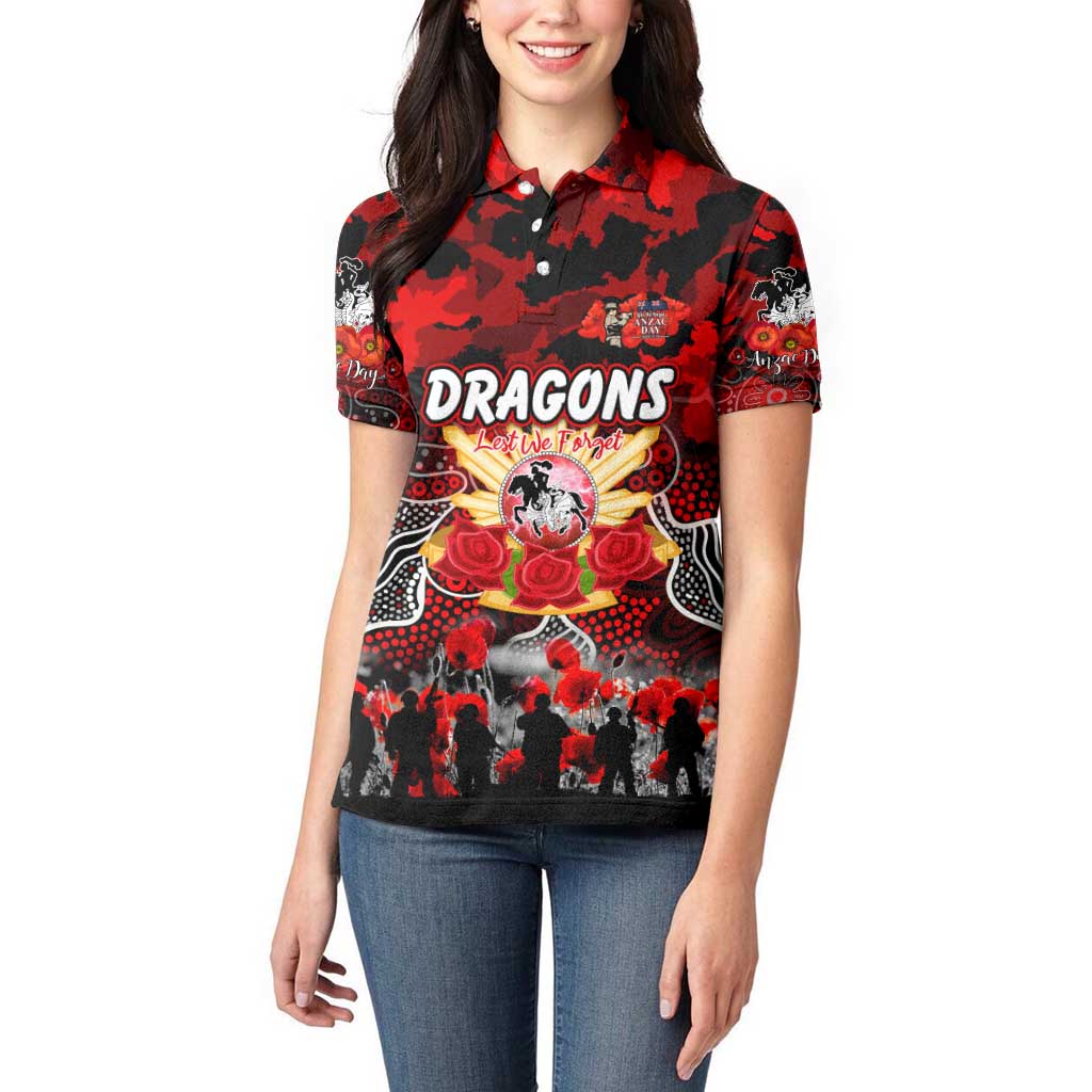 Personalized Dragons ANZAC Day Women Polo Shirt Australian Army - Lest We Forget