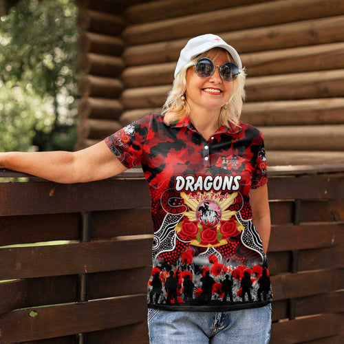 Personalized Dragons ANZAC Day Women Polo Shirt Australian Army - Lest We Forget