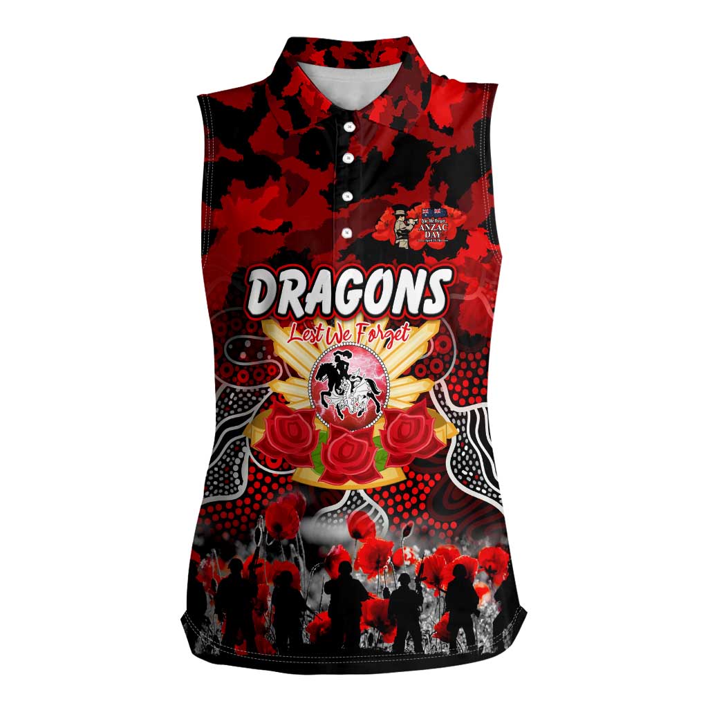 Personalized Dragons ANZAC Day Women Sleeveless Polo Shirt Australian Army - Lest We Forget