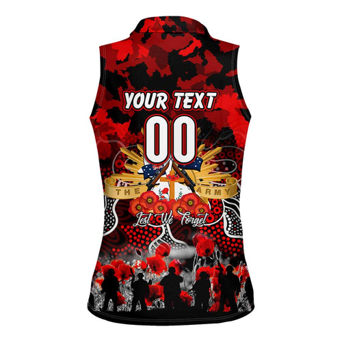 Personalized Dragons ANZAC Day Women Sleeveless Polo Shirt Australian Army - Lest We Forget