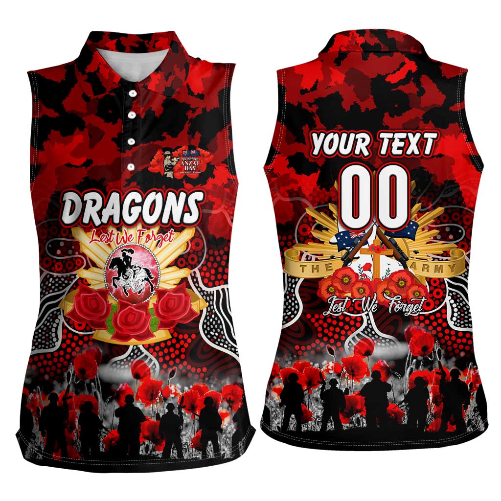 Personalized Dragons ANZAC Day Women Sleeveless Polo Shirt Australian Army - Lest We Forget