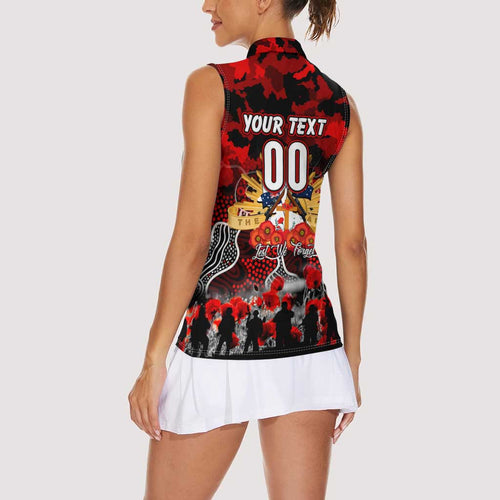 Personalized Dragons ANZAC Day Women Sleeveless Polo Shirt Australian Army - Lest We Forget
