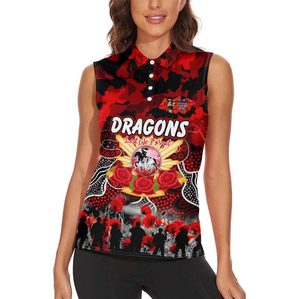Personalized Dragons ANZAC Day Women Sleeveless Polo Shirt Australian Army - Lest We Forget