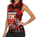 Personalized Dragons ANZAC Day Women Sleeveless Polo Shirt Australian Army - Lest We Forget