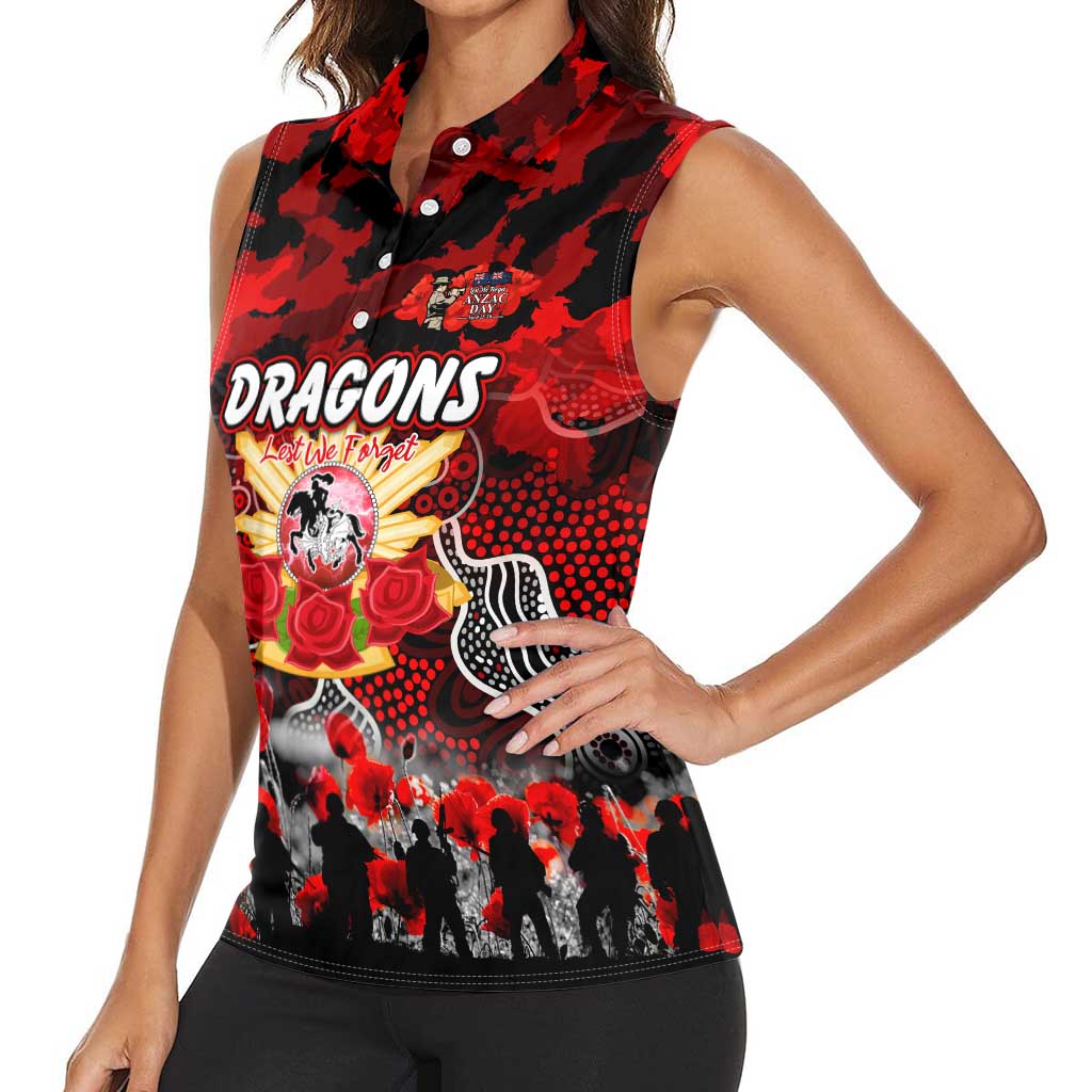 Personalized Dragons ANZAC Day Women Sleeveless Polo Shirt Australian Army - Lest We Forget