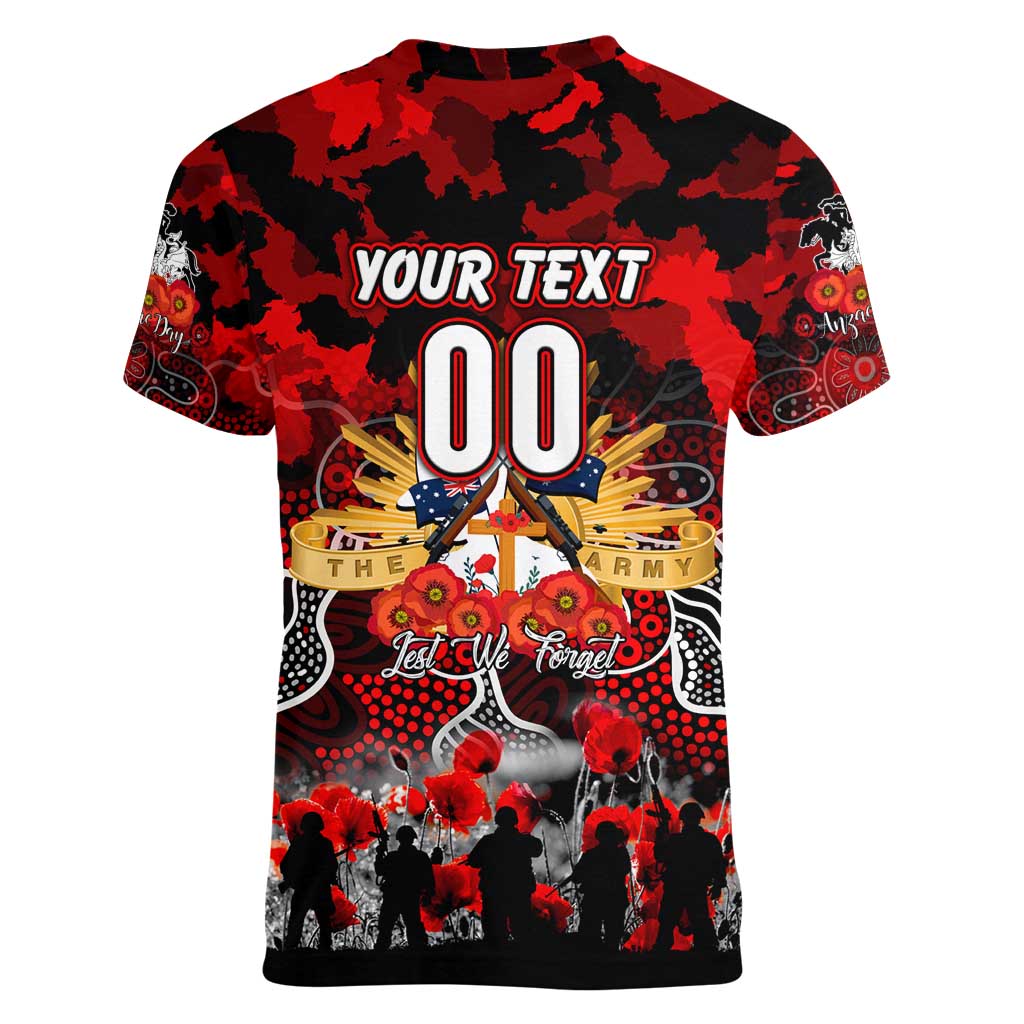 Personalized Dragons ANZAC Day Women V-Neck T-Shirt Australian Army - Lest We Forget