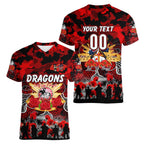 Personalized Dragons ANZAC Day Women V-Neck T-Shirt Australian Army - Lest We Forget