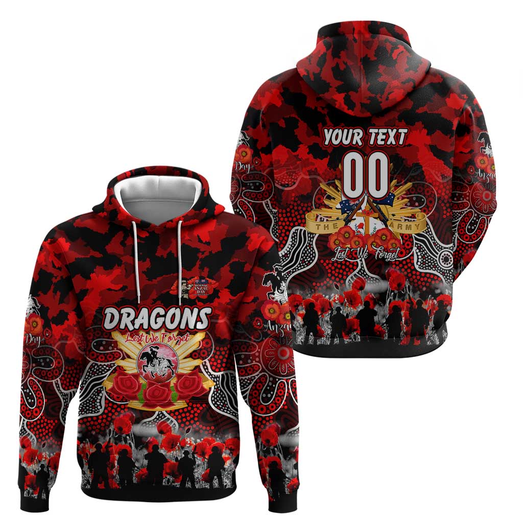 Personalized Dragons ANZAC Day Zip Hoodie Australian Army - Lest We Forget