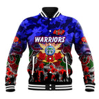 Personalized Warriors ANZAC Day Baseball Jacket Australian Army - Lest We Forget
