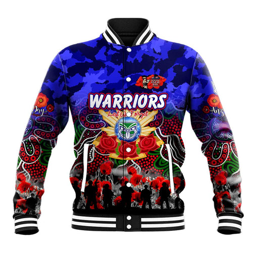 Personalized Warriors ANZAC Day Baseball Jacket Australian Army - Lest We Forget