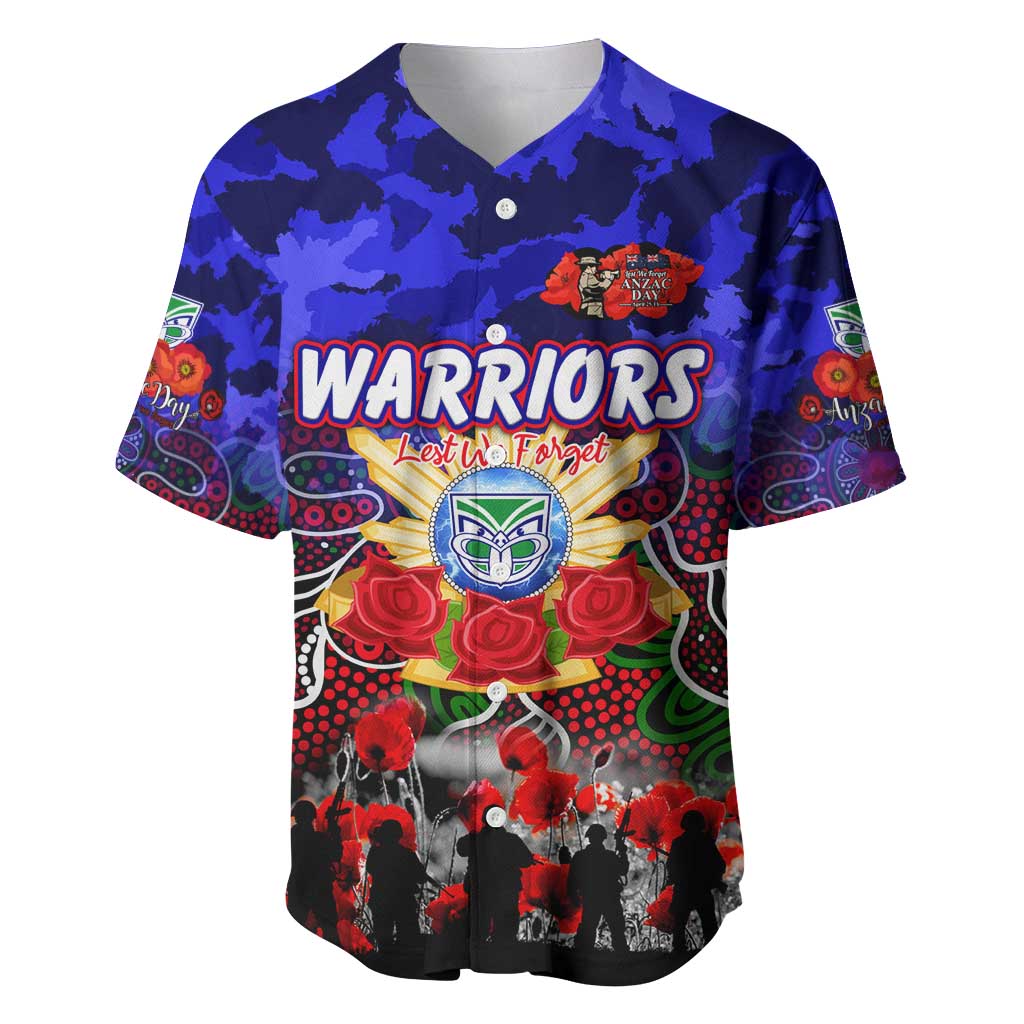Personalized Warriors ANZAC Day Baseball Jersey Australian Army - Lest We Forget