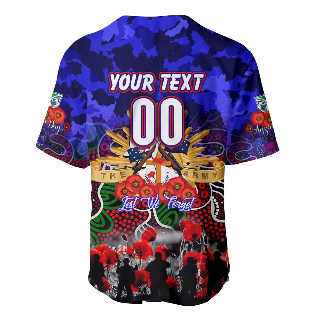 Personalized Warriors ANZAC Day Baseball Jersey Australian Army - Lest We Forget