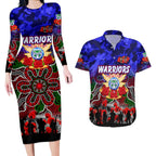 Personalized Warriors ANZAC Day Couples Matching Long Sleeve Bodycon Dress and Hawaiian Shirt Australian Army - Lest We Forget