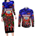 Personalized Warriors ANZAC Day Couples Matching Long Sleeve Bodycon Dress and Long Sleeve Button Shirt Australian Army - Lest We Forget