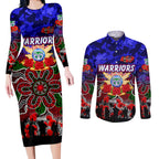 Personalized Warriors ANZAC Day Couples Matching Long Sleeve Bodycon Dress and Long Sleeve Button Shirt Australian Army - Lest We Forget