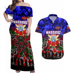 Personalized Warriors ANZAC Day Couples Matching Off Shoulder Maxi Dress and Hawaiian Shirt Australian Army - Lest We Forget