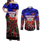Personalized Warriors ANZAC Day Couples Matching Off Shoulder Maxi Dress and Long Sleeve Button Shirt Australian Army - Lest We Forget