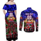 Personalized Warriors ANZAC Day Couples Matching Off Shoulder Maxi Dress and Long Sleeve Button Shirt Australian Army - Lest We Forget