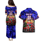Personalized Warriors ANZAC Day Couples Matching Puletasi and Hawaiian Shirt Australian Army - Lest We Forget