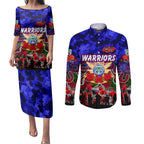 Personalized Warriors ANZAC Day Couples Matching Puletasi and Long Sleeve Button Shirt Australian Army - Lest We Forget