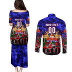 Personalized Warriors ANZAC Day Couples Matching Puletasi and Long Sleeve Button Shirt Australian Army - Lest We Forget