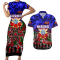 Personalized Warriors ANZAC Day Couples Matching Short Sleeve Bodycon Dress and Hawaiian Shirt Australian Army - Lest We Forget