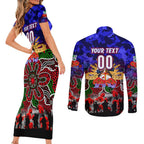 Personalized Warriors ANZAC Day Couples Matching Short Sleeve Bodycon Dress and Long Sleeve Button Shirt Australian Army - Lest We Forget