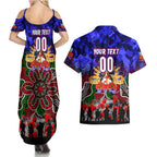 Personalized Warriors ANZAC Day Couples Matching Summer Maxi Dress and Hawaiian Shirt Australian Army - Lest We Forget