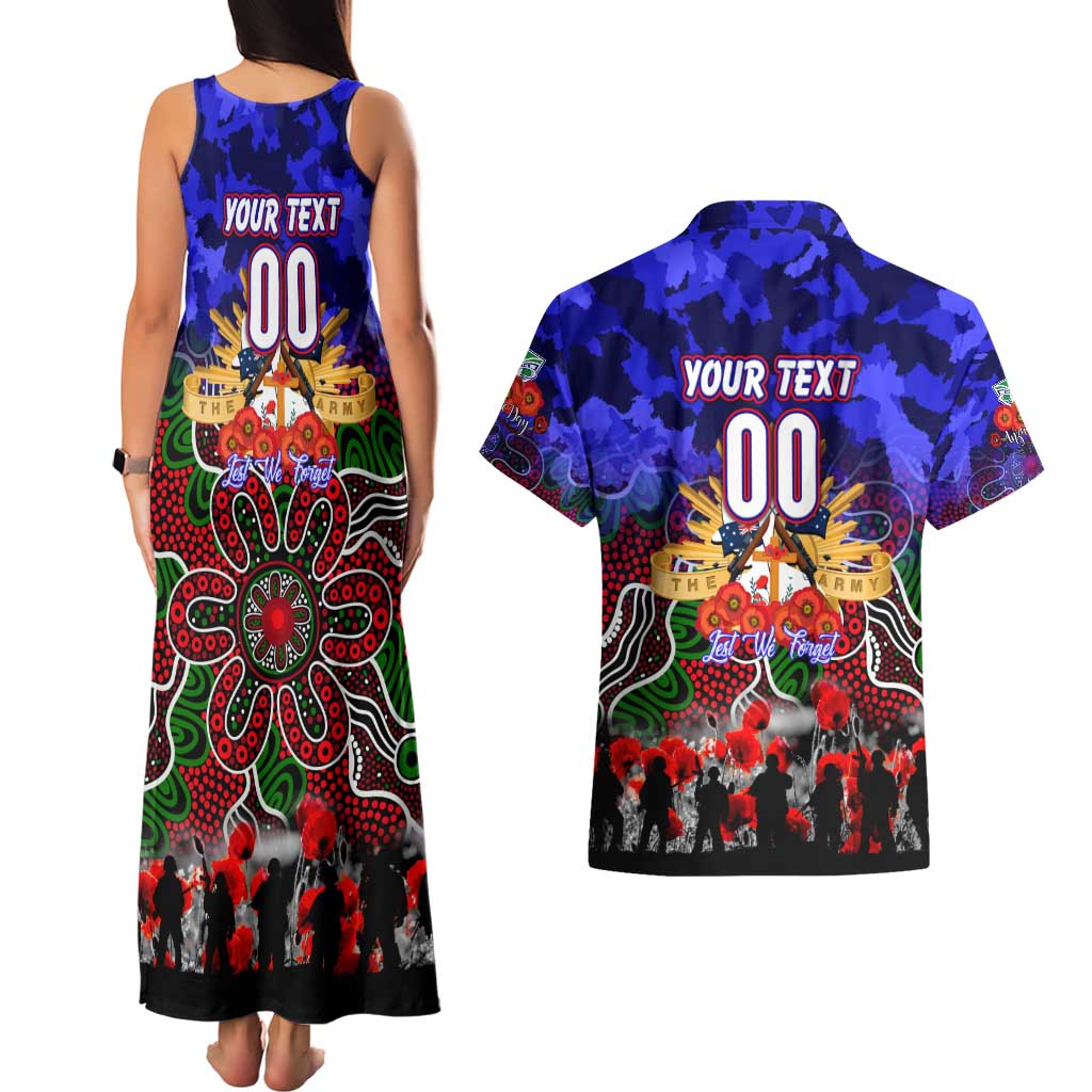 Personalized Warriors ANZAC Day Couples Matching Tank Maxi Dress and Hawaiian Shirt Australian Army - Lest We Forget