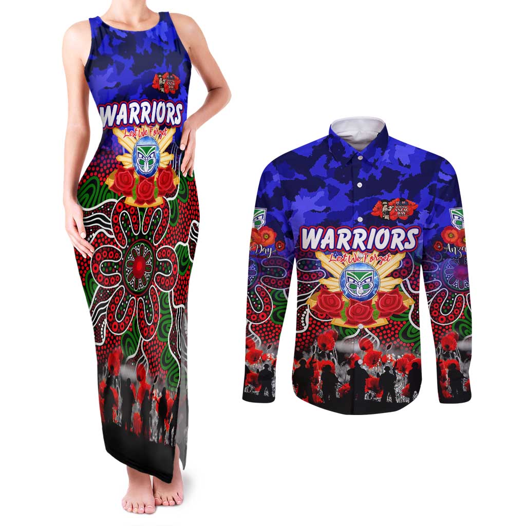 Personalized Warriors ANZAC Day Couples Matching Tank Maxi Dress and Long Sleeve Button Shirt Australian Army - Lest We Forget
