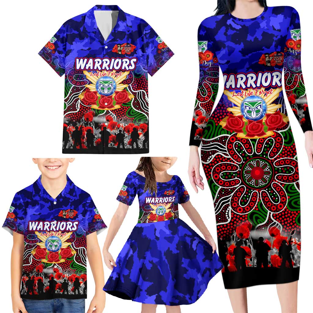 Personalized Warriors ANZAC Day Family Matching Long Sleeve Bodycon Dress and Hawaiian Shirt Australian Army - Lest We Forget