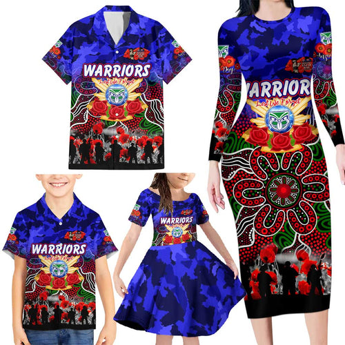 Personalized Warriors ANZAC Day Family Matching Long Sleeve Bodycon Dress and Hawaiian Shirt Australian Army - Lest We Forget