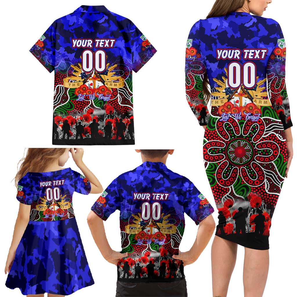 Personalized Warriors ANZAC Day Family Matching Long Sleeve Bodycon Dress and Hawaiian Shirt Australian Army - Lest We Forget
