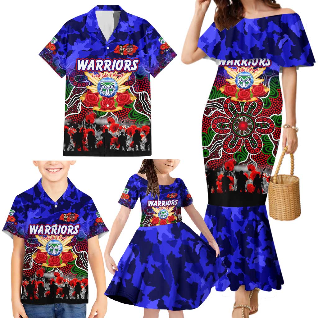 Personalized Warriors ANZAC Day Family Matching Mermaid Dress and Hawaiian Shirt Australian Army - Lest We Forget