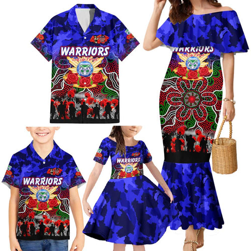 Personalized Warriors ANZAC Day Family Matching Mermaid Dress and Hawaiian Shirt Australian Army - Lest We Forget