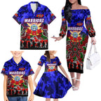 Personalized Warriors ANZAC Day Family Matching Off The Shoulder Long Sleeve Dress and Hawaiian Shirt Australian Army - Lest We Forget